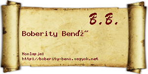 Boberity Benő névjegykártya